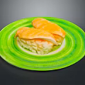 Delicious Fresh Salmon Sushi Two Pieces Served on Green Plate