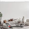 Quiet sofa tea table combination 3d model