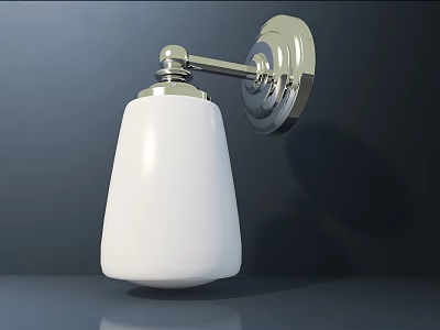 Modern Wall Light With White Shade And Chrome Finish Mounted On Wall 3d model