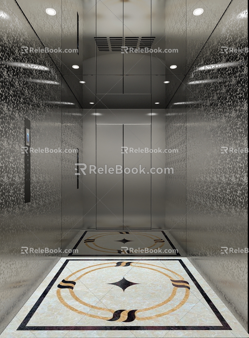 Elevator Car Etched Stainless Steel Elevator Interior 3d model