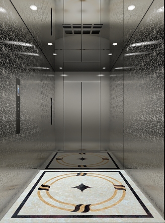 Elevator Car Etched Stainless Steel Elevator Interior 3d model