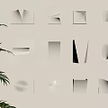 Various Modern Design Wall Lamps Mounted On White Wall With Green Plant
