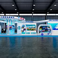 China Chamber Exhibition Booth With Curved Design And Large Display Screens In Hall