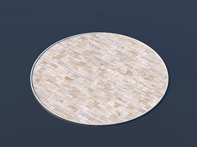 Garden Decorative Circular Piece With Mosaic Texture Beige Brown Tones Stone Material And Silver Rim 3d model