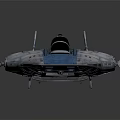 Detailed Futuristic Sci-Fi Spaceship Model Design With Blue White Exterior And Cockpit