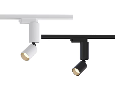 Black And White Track Mounted Spotlights For Modern Interior Lighting Design 3d model
