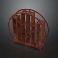 Stylish Modern Wooden Storage Shelf With Circular Frame And Multiple Compartments