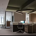 Modern Public Office Area Interior With Partitioned Workstations Office Chairs And Pendant Lights
