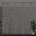 Modern Geometric Glass Block Partition With Green Plants In Interior Space