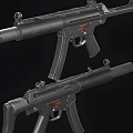 Two Black Submachine Guns With Detailed Barrel Stock And Magazine Design