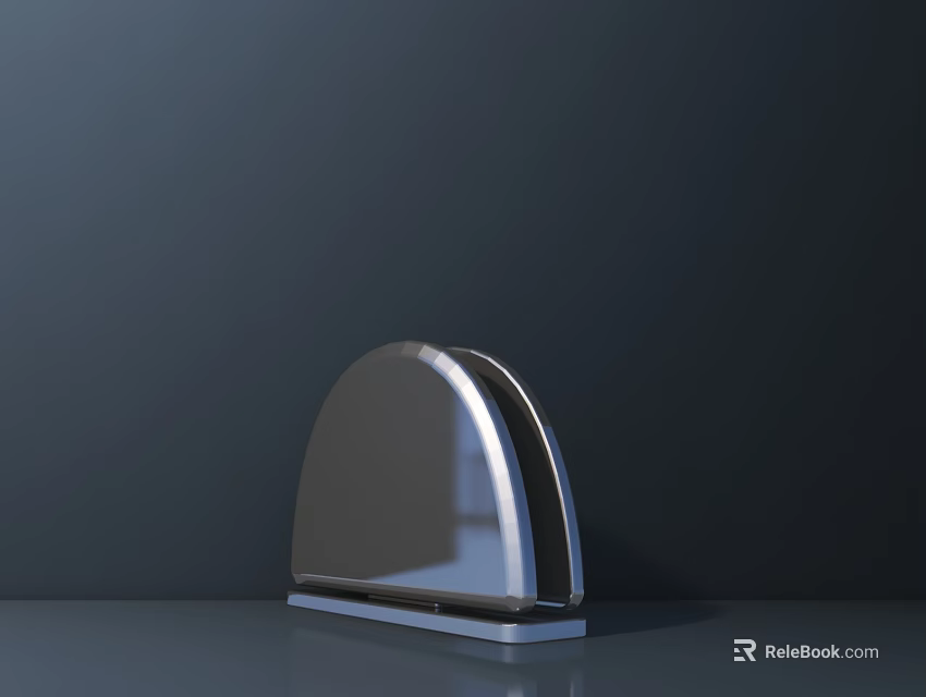Silver Half Moon Design Table Lamp with Metallic Finish in Dark Background 3d model 