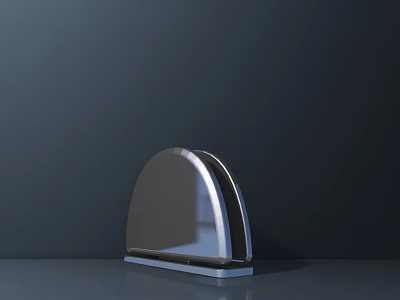 Silver Half Moon Design Table Lamp with Metallic Finish in Dark Background 3d model