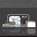 Modern Display Shelf with LED Lighting Glass Panels and Marble Surface for Retail Showcase