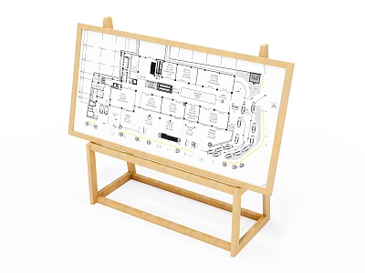 Display Shelf Architectural Drawing with Design Layout on Wooden Stand 3d model