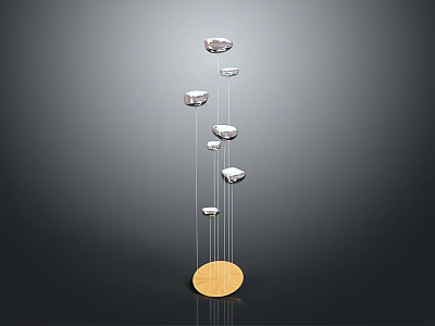 Modern Decorative Sculpture With Silver Spheres And Golden Base Vertical Design 3d model