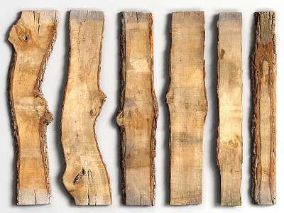 Stone Wood Natural Texture Various Shapes Six Raw Wooden Planks 3d model