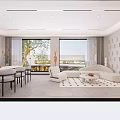 Modern Reception Area Interior Design With Marble Countertop Hanging Lights And Wooden Accents