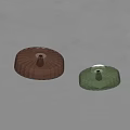 Modern Ceiling Light with Green and Brown Textured Glass Shade and Warm Glow