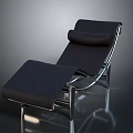 Modern Chaise Lounge With Dark Fabric Upholstery Adjustable Footrest And Metal Frame