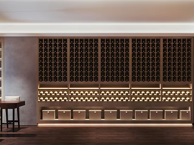 Modern Liquor Store Interior With Illuminated Wine Racks And Bottle Displays 3d model