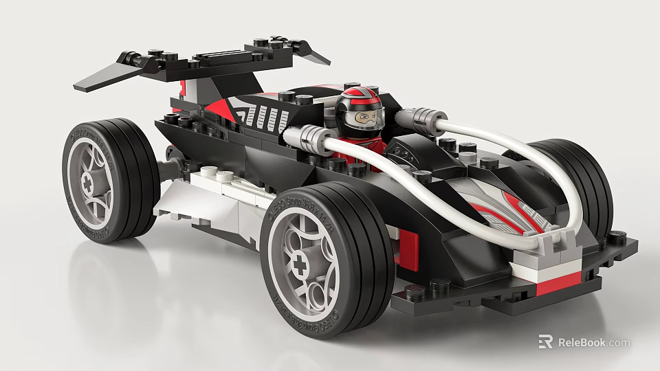 Electric Toy Racing Car Built With Building Blocks 3d model 