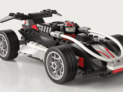 Electric Toy Racing Car Built With Building Blocks 3d model