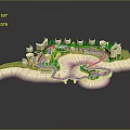Cartoon Style Theme Park Scene With Fun Attractions Colorful Buildings And Green Areas
