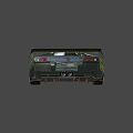 Dark Green Sports Car With Sleek Design And Black Wheels Rear Spoiler