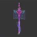 Fantasy Glowing Sword With Blue Light Decorative Wing Like Elements And Intricate Top Structure 3d model
