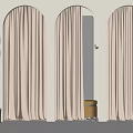 Elegant Interior With Arched Doorways Beige Curtains Mirror Wall Hooks And Basket