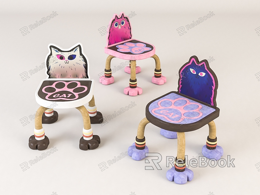 Modern children's chair wooden children's stool model