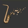 Elegant Golden Saxophone Home Decor Item With Musical Notes And Symbols