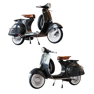 Vintage Black Scooter With Brown Leather Seat And Classic Body Design 3d model