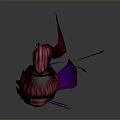 Chibi Game Movie Character Wearing Purple Outfit With Long Hair Flower Accessories And Flowing Ribbons