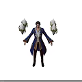 Game Movie Character In Blue Ornate Coat With Diamond Shaped Props