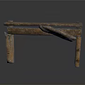 Vintage Wooden Industrial Equipment Workbench With Tilted Plank And Rustic Design