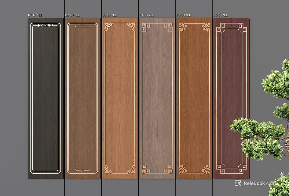 Chinese Style Decorative Wall Panels With Ornate Details And Colors 3d model 