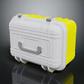 Durable White and Yellow Toolbox for Hardware Tools Storage with Handle and Wheels 3d model