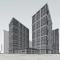 Industrial Factory Building Modern High Rise Structure With Glass Curtain Walls Green Areas And Roadside Scene