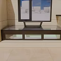 Dark Framed Window And Rectangular Glass Skylight With Metal Frame And Light Base 3d model