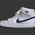 White High Top Casual Shoes Featuring Blue Logo White Laces And White Sole