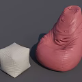 Pink Bean Bag Chair with White Square Footstool for Modern Living Space