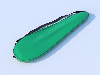 Green Elongated Daily Life Bag With Black Shoulder Strap And Lightweight Design 3d model