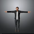 Man Standing With Arms Outstretched In Black Jacket White T-Shirt Jeans And Brown Shoes
