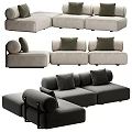 Modern Sectional Sofa with Light Dark Gray Fabric Cushions and Modular Design 3d model