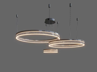 Modern Circular Chandeliers with Hanging Illuminated Rings and Sleek Metal Design for Contemporary Spaces 3d model