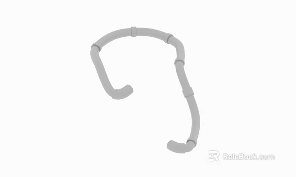 Gray Curved Tubular Plastic Connector With Flexible Structure And Lightweight Build 3d model 