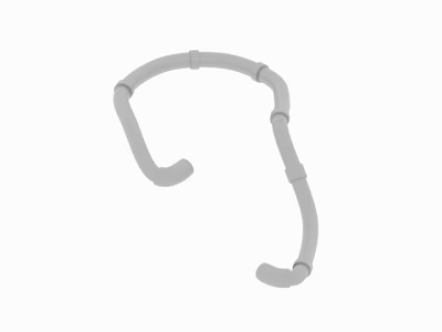 Gray Curved Tubular Plastic Connector With Flexible Structure And Lightweight Build 3d model