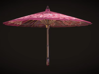 Elegant Pink Umbrella With Traditional Floral Pattern And Decorative Design 3d model