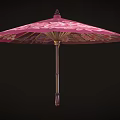 Elegant Pink Umbrella With Traditional Floral Pattern And Decorative Design